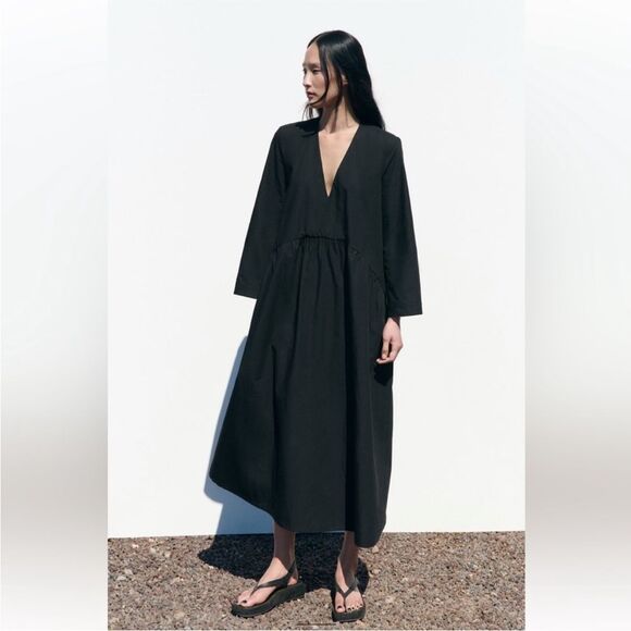 Zara VNeck Maxi Cotton Dress Size XSmall - Picture 10 of 10